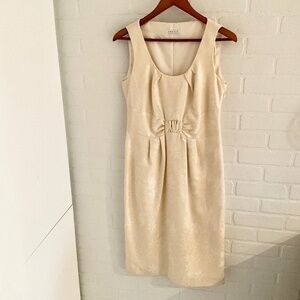 Vintage Y2K Midi dress Gown Babydoll Bow Cream Vanilla Floral Jacquard 8